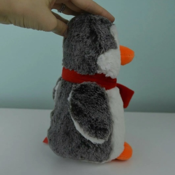 Gitzy Penguin Plush Stuffed Animal Toy Gray White Orange Red Scarf - Picture 5 of 7